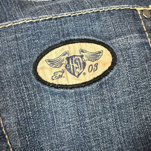 Harley-Davidson Women’s Flare Jeans Size 10 Embellished Snap Leg Moto Denim - Picture 11 of 14